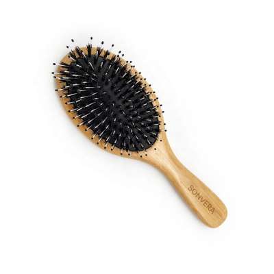 Natural bristle massage hair brush